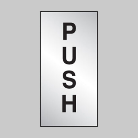 Push 35x70mm engraved aluminium effect pvc c/w sav backing
