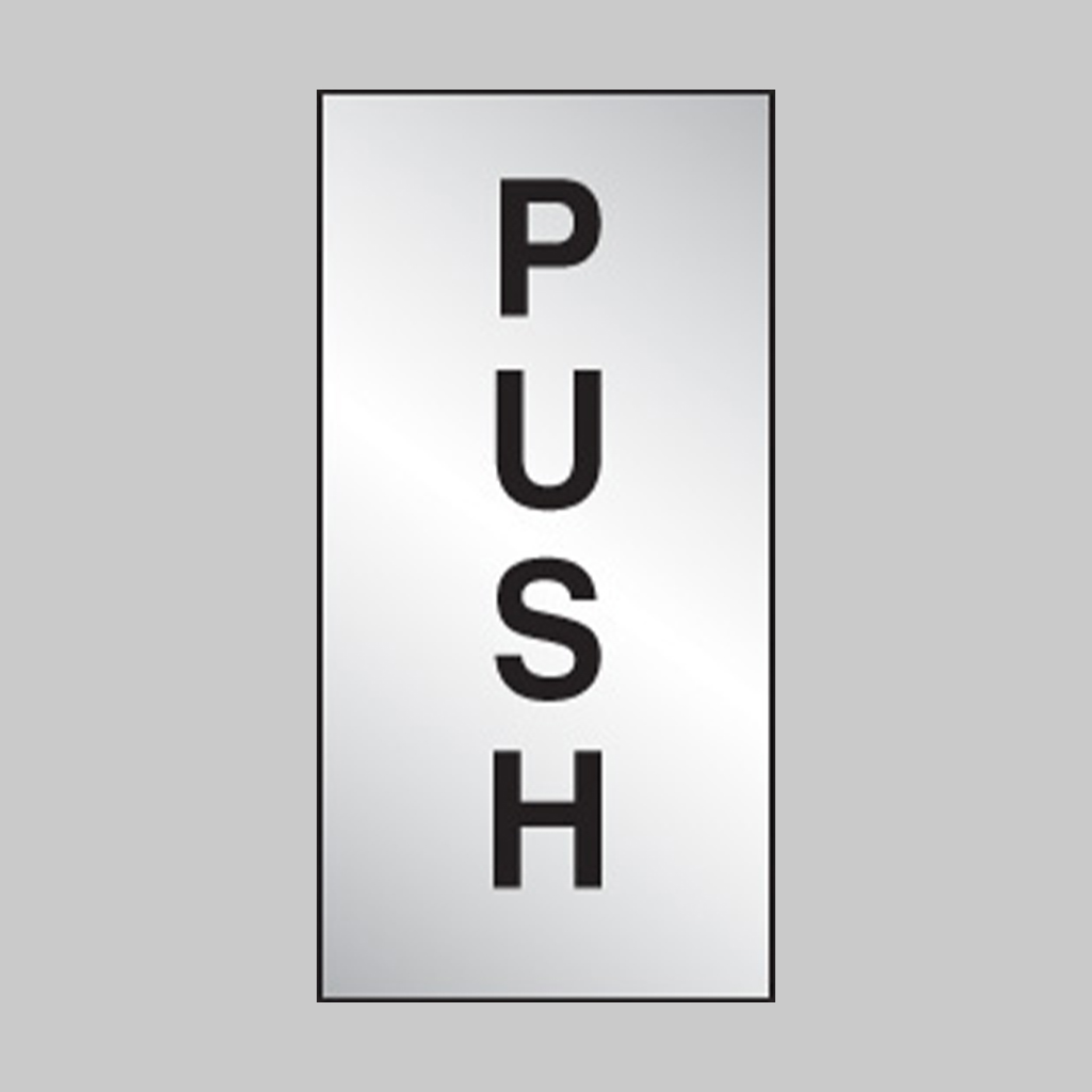 Push 35X70Mm Engraved Aluminium Effect Pvc C/W Sav Backing 1 Push 35x70mm engraved aluminium effect pvc c/w sav backing