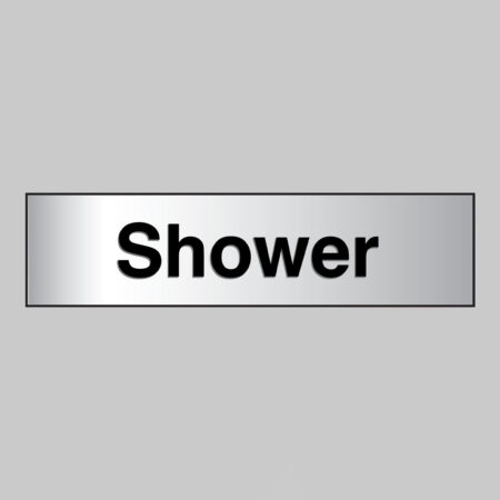 Shower 140x35mm engraved aluminium effect pvc c/w sav backing