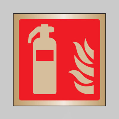 Extinguisher symbol 175x175mm brass adhesive backed