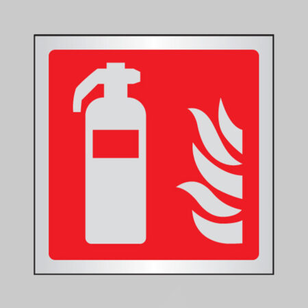 Extinguisher symbol 175x175mm aluminium adhesive backed