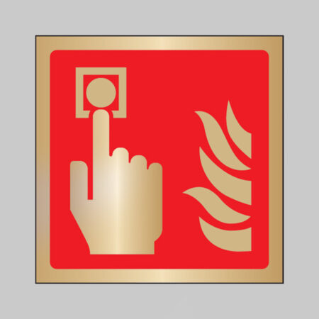 Call point symbol 175x175mm brass adhesive backed