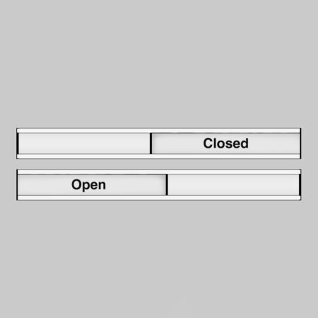 Open/closed door slider 300x40mm anodised aluminium with adhesive backing