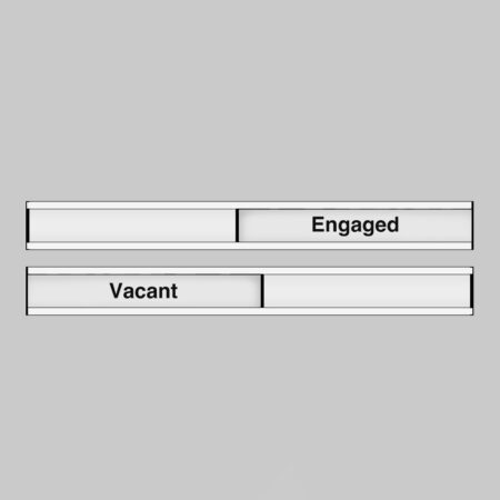 Vacant/engaged door slider 300x40mm anodised aluminium with adhesive backing