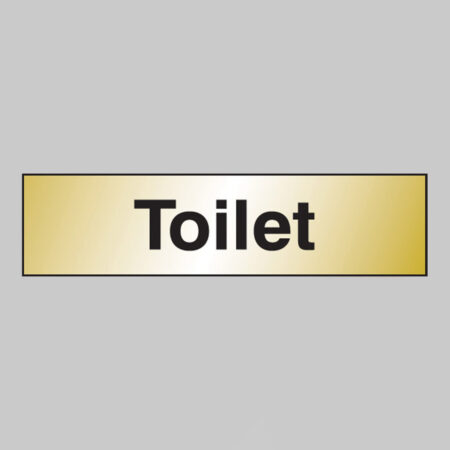 Toilet 140x35mm engraved brass effect pvc c/w sav backing