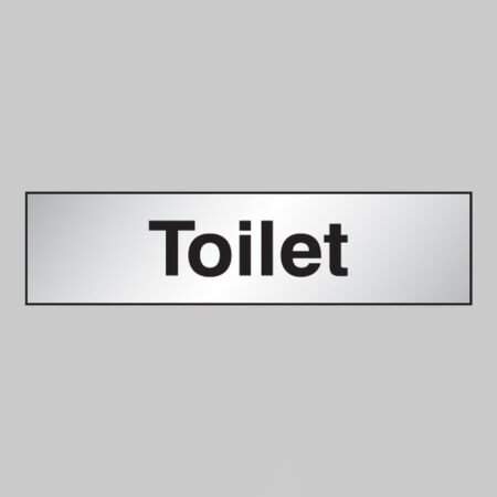 Toilet 140x35mm engraved aluminium effect pvc c/w sav backing