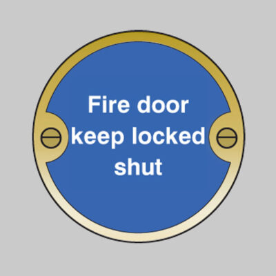 Fire door keep locked shut 76mm dia brass pre-drilled c/w fixings