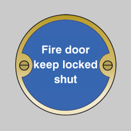 Fire door keep locked shut 76mm dia brass pre-drilled c/w fixings