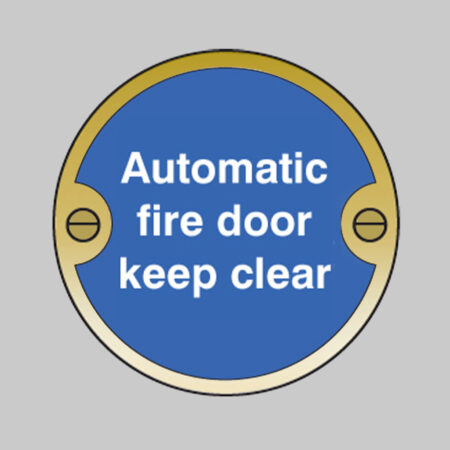 Automatic fire door keep clear 76mm dia brass  pre-drilled c/w fixings