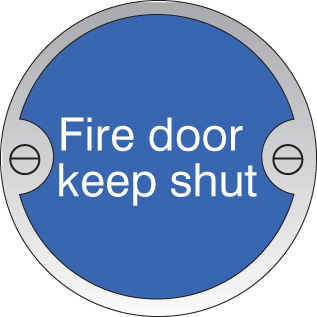 Fire door keep shut 76mm dia stainless steel  pre-drilled c/w fixings