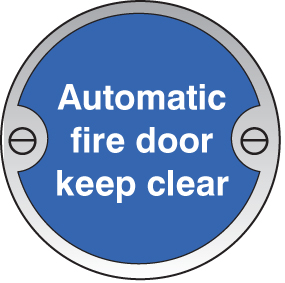 Automatic fire door keep clear 76mm dia stainless steel  pre-drilled c/w fixings