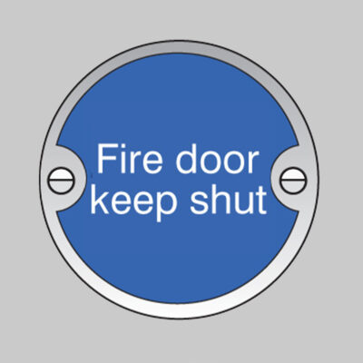 Fire door keep shut 76mm dia aluminium pre-drilled c/w fixings