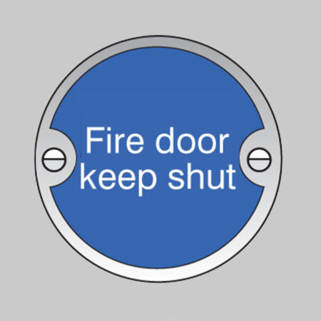 Fire door keep shut 76mm dia aluminium pre-drilled c/w fixings