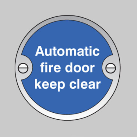 Automatic fire door keep clear 76mm dia aluminium pre-drilled c/w fixings