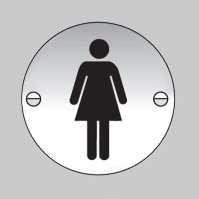 Ladies symbol 76mm dia aluminium pre-drilled c/w fixings
