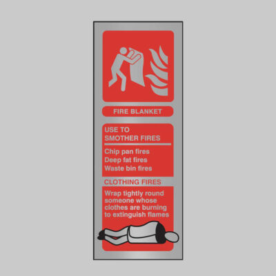 Fire blanket ID anodised aluminium 75x200mm adhesive backed