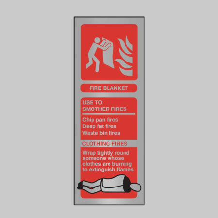 Fire blanket ID anodised aluminium 75x200mm adhesive backed