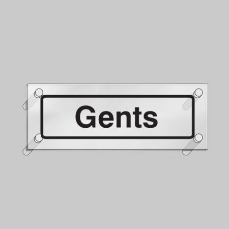 Gents visual impact 5mm acrylic sign 450x150mm c/w stand off locators