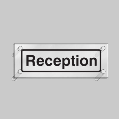 Reception visual impact 5mm acrylic sign 450x150mm c/w stand off locators