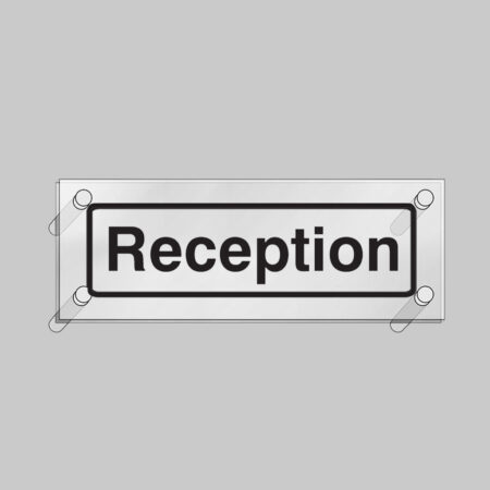 Reception visual impact 5mm acrylic sign 450x150mm c/w stand off locators