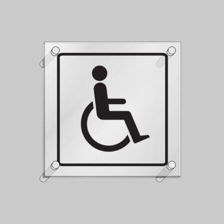 Disabled symbol visual impact 5mm acrylic sign 200x200mm c/w stand off locators