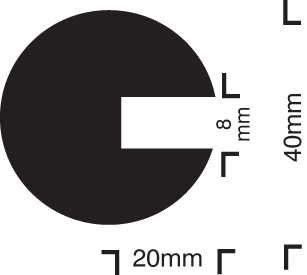 Impact protection semi-circular 40/40/8 push on 1000mm
