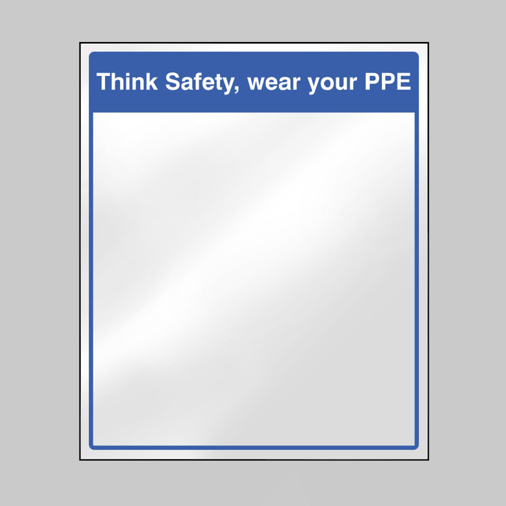 Mirror Message - Think Safety, Wear Your Ppe 405X485Mm Acrylic C/W Self Adhesive Back 1 Mirror message - think safety, wear your ppe 405x485mm acrylic c/w self adhesive back