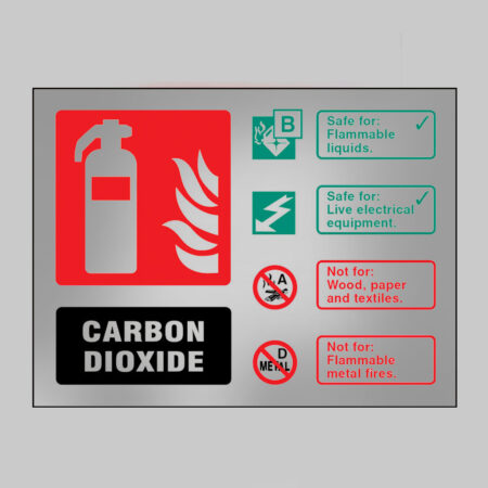 CO2 extinguisher ID aluminium 200x150mm adhesive backed