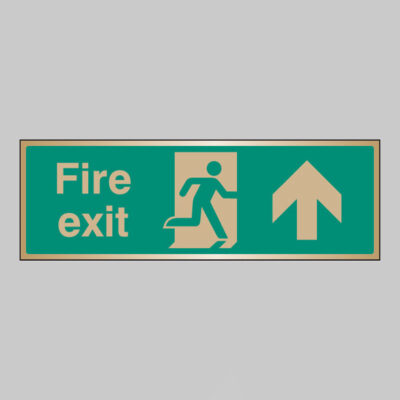 Fire exit arrow ahead brass 300x100mm adhesive backed