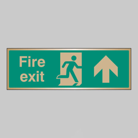 Fire exit arrow ahead brass 300x100mm adhesive backed