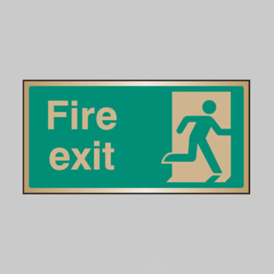 Fire exit brass 200x100mm adhesive backed