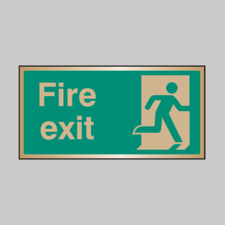 Fire exit brass 200x100mm adhesive backed