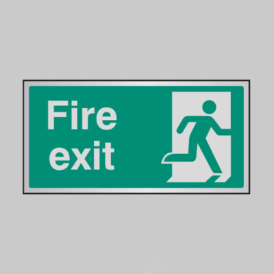 Fire exit anodised aluminium 200x100mm adhesive backed
