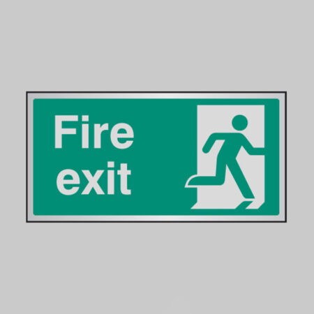 Fire exit anodised aluminium 200x100mm adhesive backed