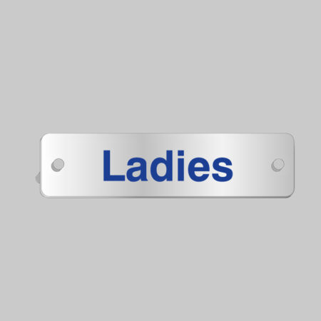Ladies visual impact aluminium door sign  200x50mm c/w stand-off locators