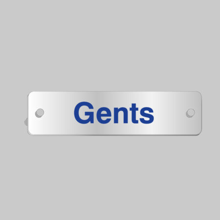 Gents visual impact aluminium door sign 200x50mm c/w stand-off locators
