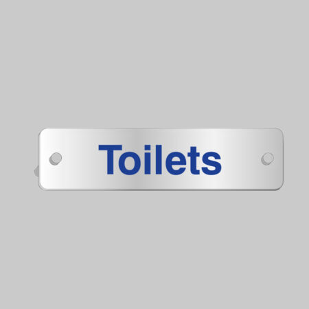 Toilets visual impact aluminium door sign 200x50mm c/w stand-off locators
