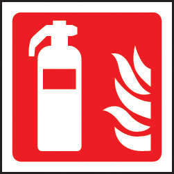 Fire extinguisher roll of 100 self adhesive vinyl labels 100x100mm