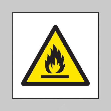 Flammable roll of 100 self adhesive vinyl labels 50x50mm