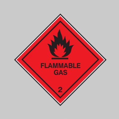Flammable gas 2 roll of 100 self adhesive vinyl labels 100x100mm