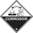Corrosive 8 roll of 100 self adhesive vinyl labels 100x100mm