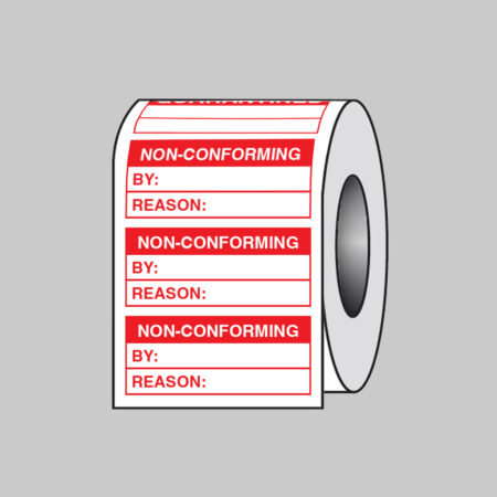 Quality Control Non-Conforming self adhesive paper labels 50x20mm roll of 100
