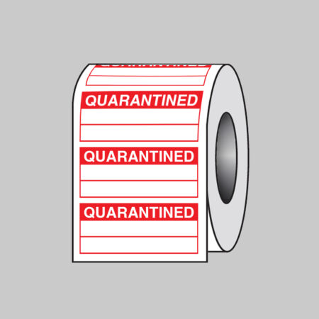 Quality Control Quarantined self adhesive paper labels 50x20mm roll of 100