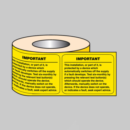 RCD test roll of 100 labels 100x75mm