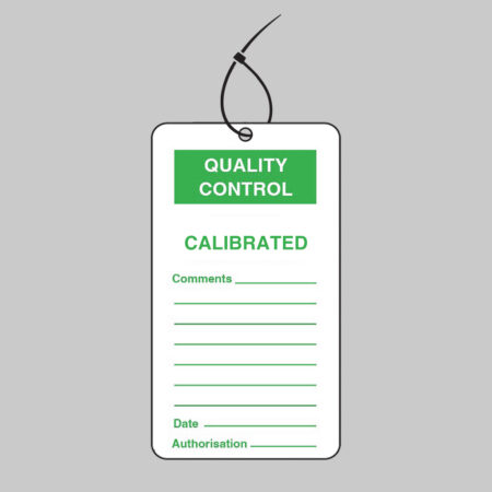 Quality Control Calibrated double sided safety tags 80x150mm c/w cable ties (pack of 10)