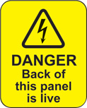 Danger back of this panel is live roll of 100 labels 40x50mm