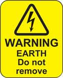Warning earth do not remove roll of 100 labels 40x50mm