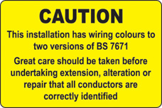 This installation has wiring colours etc  roll of 100 labels 75x50mm