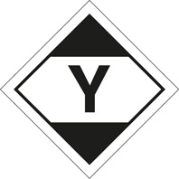 LQ diamond Y - air transport (ADR 2011) roll of 100 self adhesive vinyl labels 100x100mm