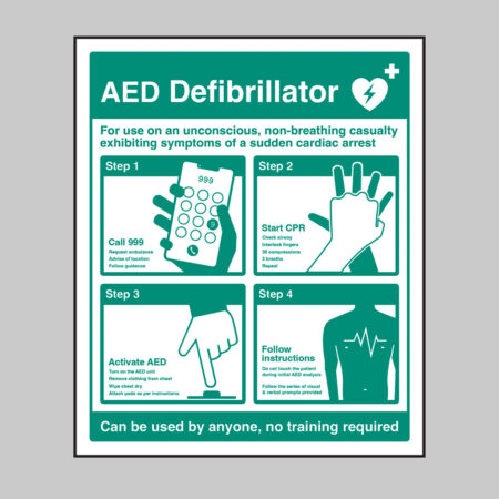 AED Defibrillator Instructions (self adhesive vinyl safety label)
